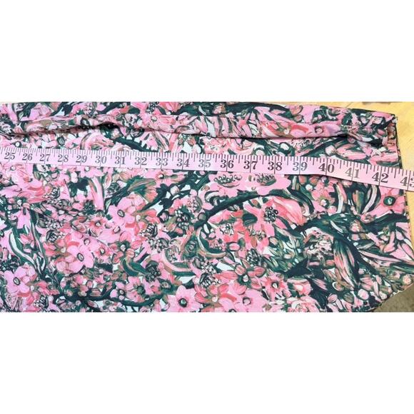 H&M Open Back Retro Floral Print Midi Dress Slit S Pink Green Feminine Coquette - Picture 7 of 11